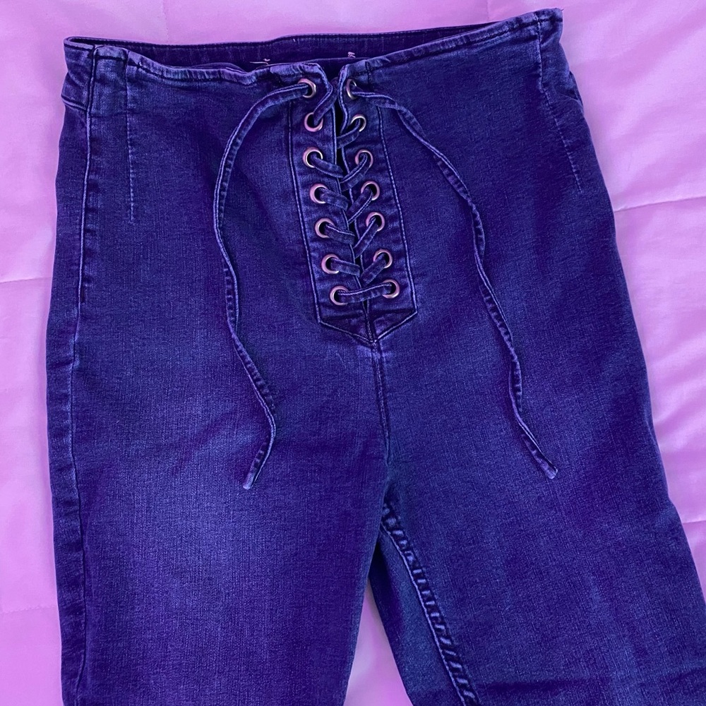 Lace Front High Wasted Jeans